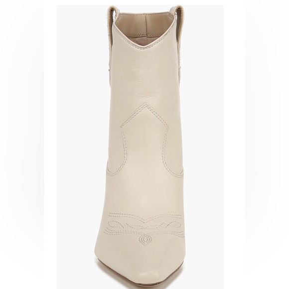 Sam Edelman Cream Heeled Boots with Western Flair - Picture 7 of 13